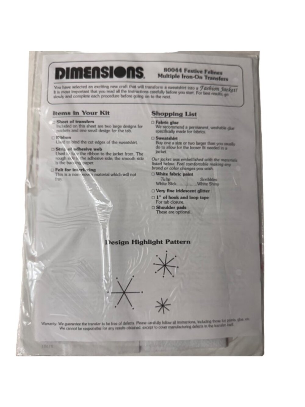 Dimensions Festive Felines Iron-On Transfer Kit Holiday Fashion 1992 Cats Kitten - Picture 8 of 8